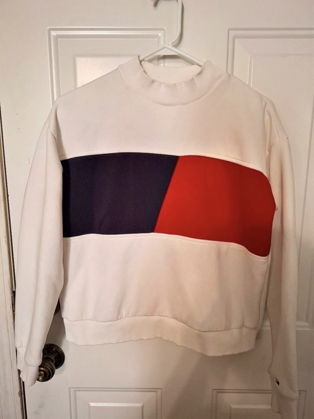 Tommy Hilfiger Color Block Mock Neck Sweatshirt Size Small